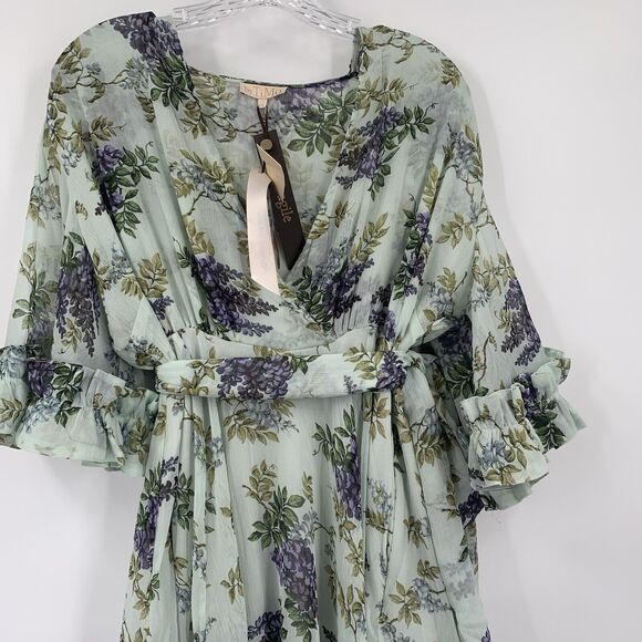 byTiMo Dress Women's Large Mini Bohemian Floral Ruffle Trim Belt Wrap NEW - Picture 13 of 16